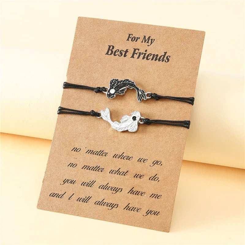 Yin Yang Tai Chi Fish Bracelet For Women Men Fashion National Dripping Oil Friendship Couple Bracelets Jewelry Gift Wholesale